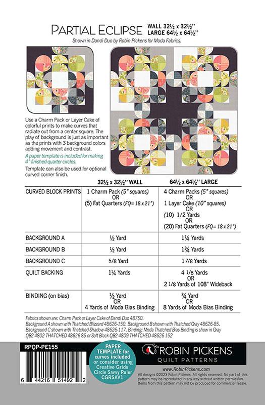 Partial Eclipse Quilt Pattern - Robin Pickens - Moda - RPQP-PE155