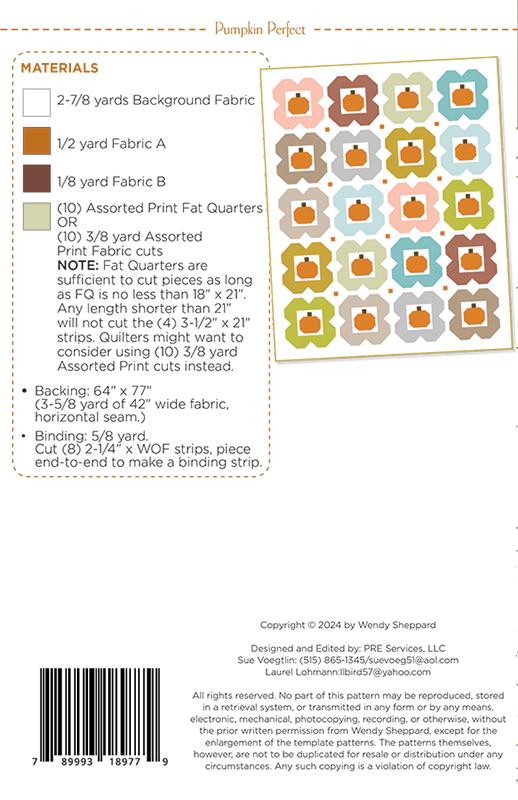Pumpkin Perfect Quilt Pattern - Wendy Sheppard - Moda - WS 72