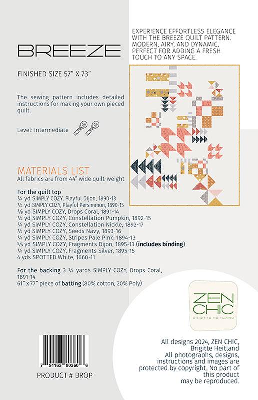 Breeze Quilt Pattern - Zen Chic - Brigitte Heitland - Moda - ZC BRQP