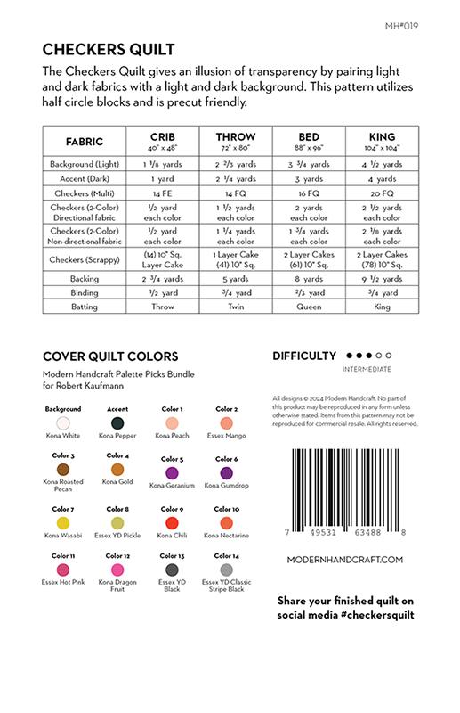 Checkers Quilt Pattern - Modern Handcraft - MH 019
