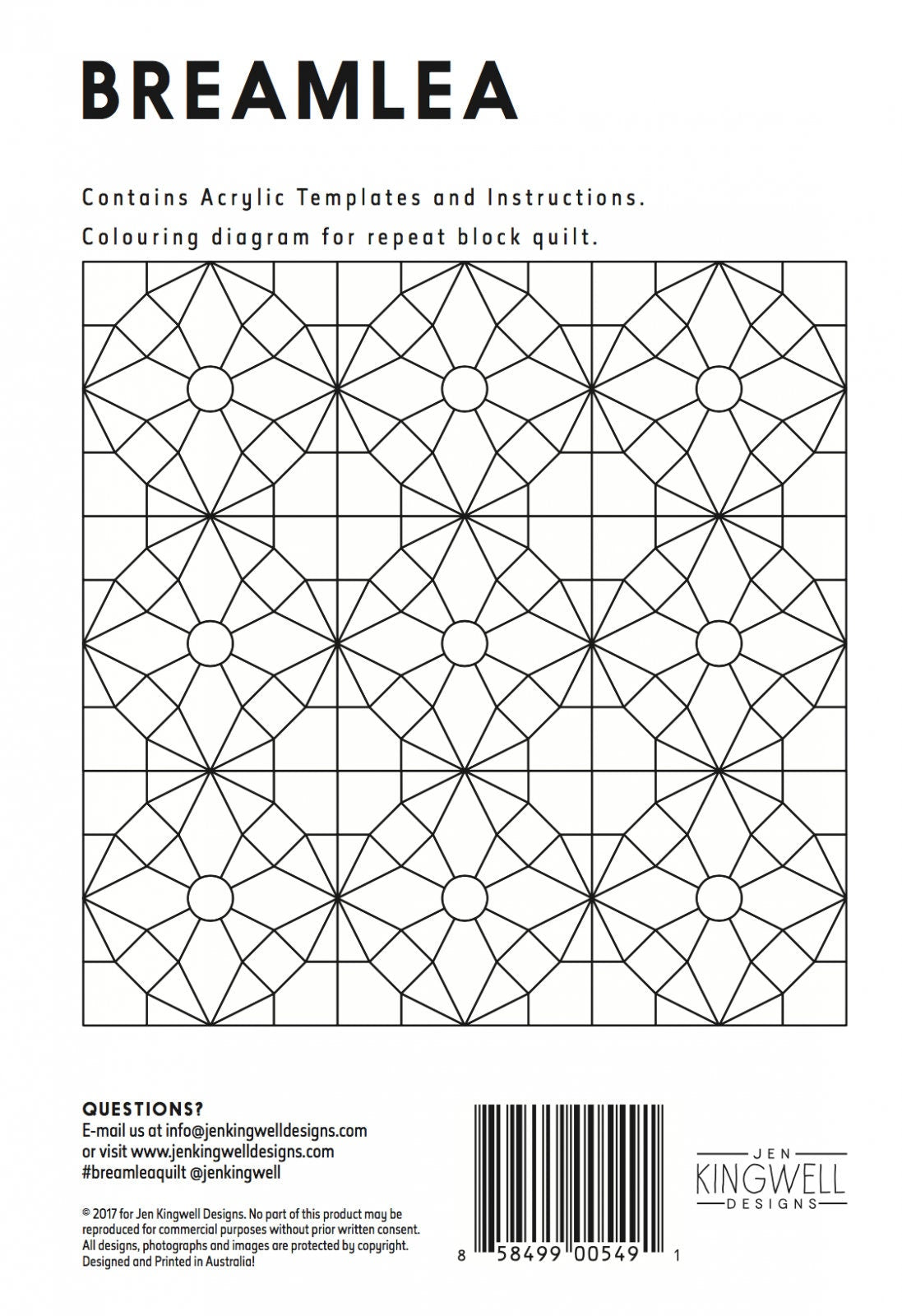 Breamlea - Tempter Templates - Jen Kingwell - Acrylic Templates - JKD 5491