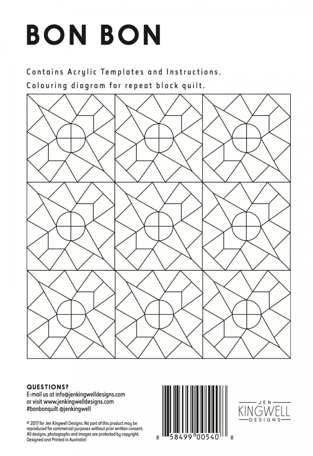 Bon Bon - Tempter Templates - Jen Kingwell - Acrylic Templates - JKD 5408