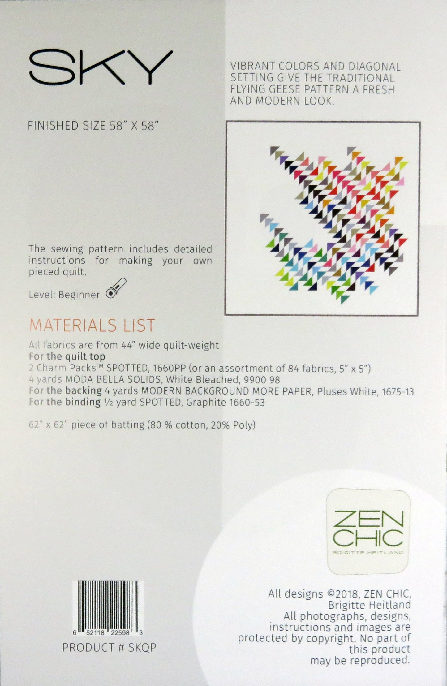 Sky Quilt Pattern - Zen Chic - Brigitte Heitland - Moda - ZC SKQP