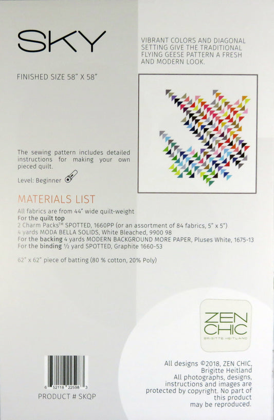 Sky Quilt Pattern - Zen Chic - Brigitte Heitland - Moda - ZC SKQP