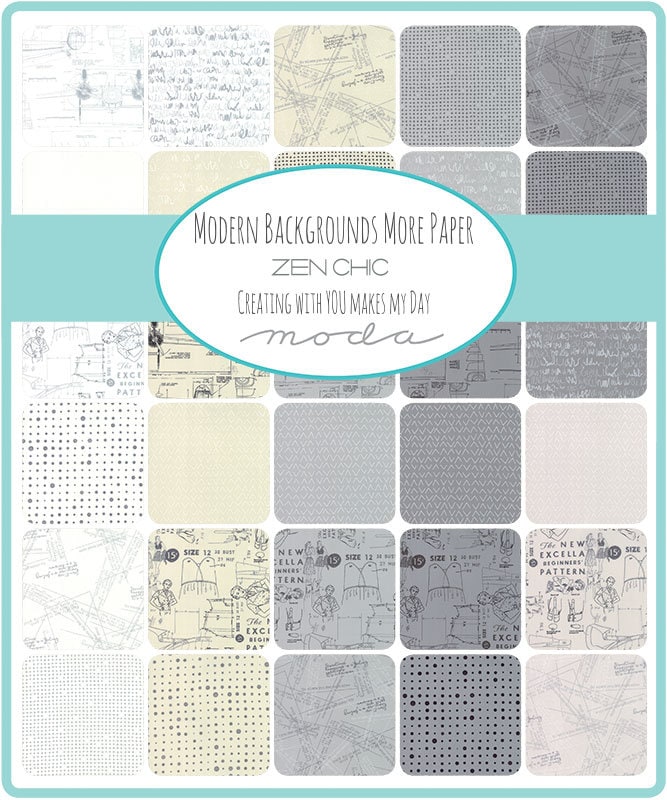 SALE!! 1/2 Yard - Modern Background More Paper - Happy - White - Zen Chic - Brigitte Heitland - Moda - Fabric Yardage - 1674 18