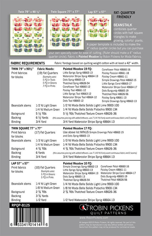 Beanstalk Quilt Pattern - Painted Meadow - Robin Pickens - Moda - RPQP B125