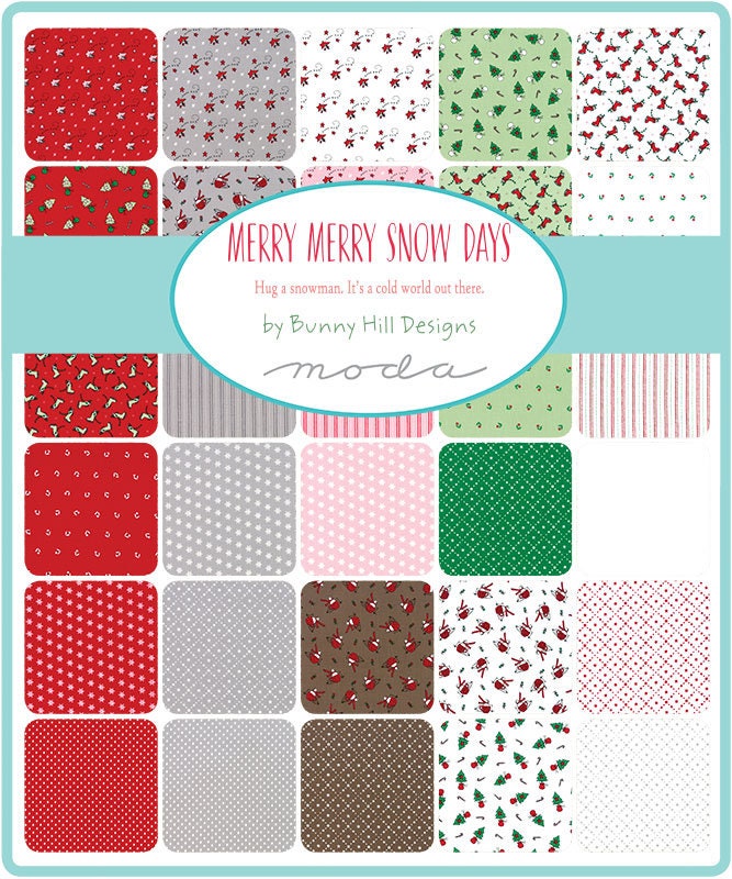 PROMOTION !! 0,5 verge - Merry Merry Snow Days - Taupe - Bunny Hill Designs - Moda - Tissu au mètre - 2947 24