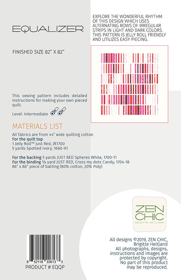 Equalizer Quilt Pattern - Zen Chic - Brigitte Heitland - Moda - Just Red - EQQP