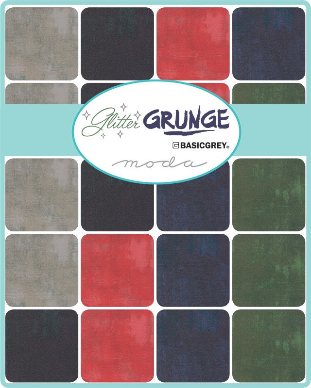 SOLDES !! 45 cm - Paillettes Grunge - Épicéa d'Hiver - BasicGrey - Moda - Tissu au mètre - 30150 429GL