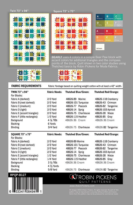 Bearly Quilt Pattern - Robin Pickens - Moda - RPQP B127