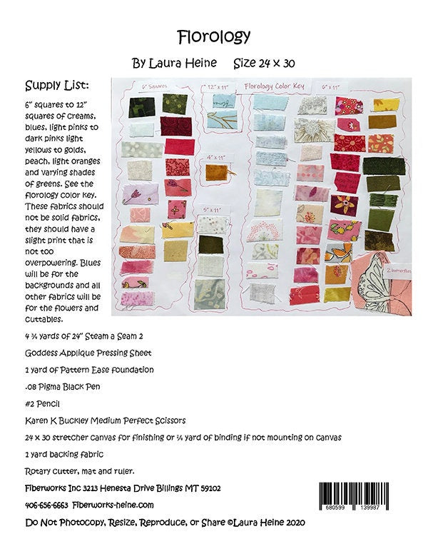 SALE!! Florology Collage Quilt Pattern - Laura Heine - Fiberworks - LHFW FLOR