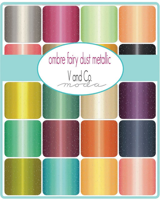 SOLDES !! 0,5 verge - Ombre Fairy Dust Métallisé - Bourgogne - V and Co - Vanessa Christenson - Moda Fabrics - 10871 317M