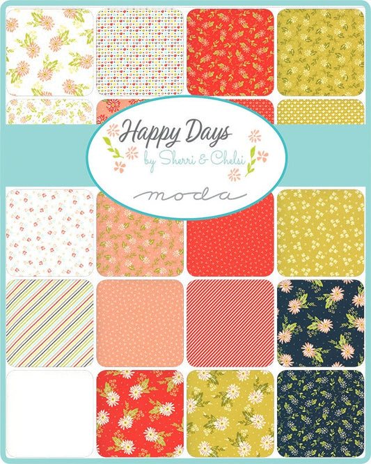 SOLDES !! Happy Days - Sherri & Chelsi - Moda - 42 pièces - Layer Cake - 37600LC