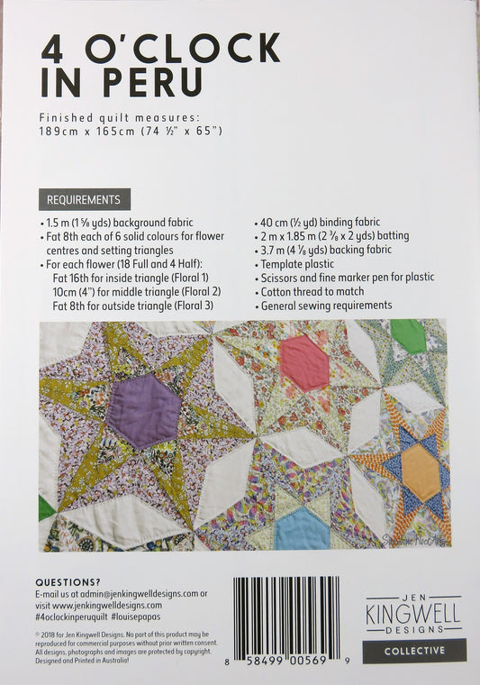 4 O' Clock In Peru - Quilt Pattern - Louise Papas - Jen Kingwell Designs - JKD 5699
