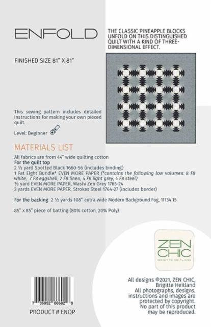 Patron de courtepointe Enfold - Zen Chic - Brigitte Heitland - Moda - ZC ENQP
