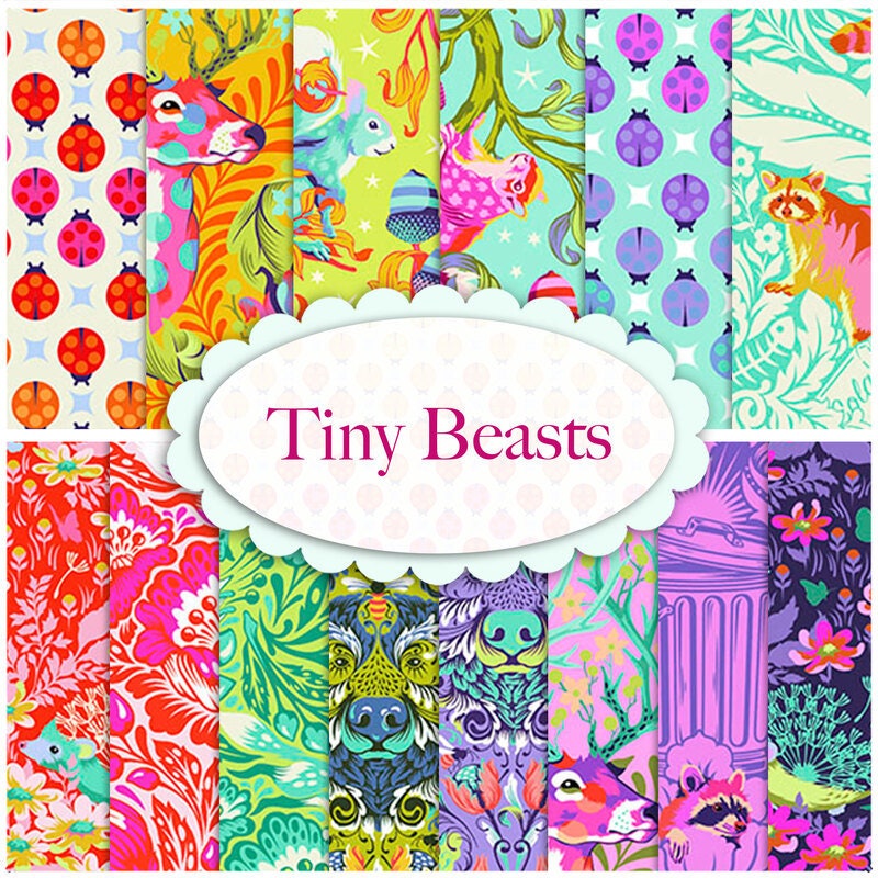 0,5 verge - Tiny Beasts - One Mans Trash - Glow - Tula Pink - FreeSpirit - Métrage de tissu - PWTP181.GLOW