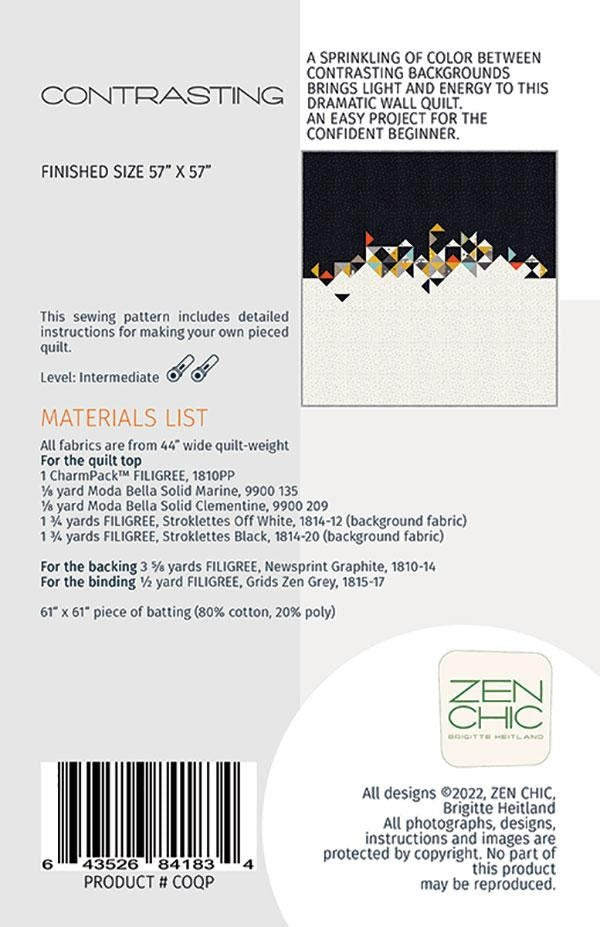 Contrasting Quilt Pattern - Zen Chic - Brigitte Heitland - Moda - ZC COQP