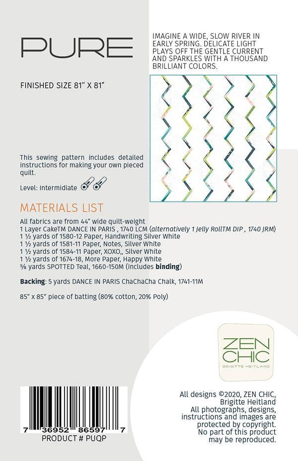 Pure Quilt Pattern - Zen Chic - Brigitte Heitland - Moda - ZC PUQP