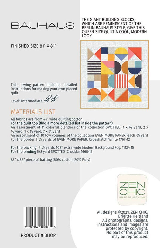 Bauhaus Quilt Pattern - Zen Chic - Brigitte Heitland - Moda - BHQP