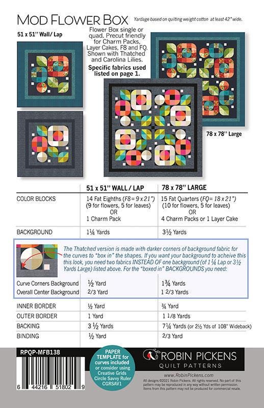 Mod Flower Box Quilt Pattern - Robin Pickens - Moda - RPQP-MFB138