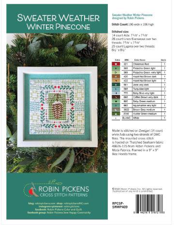 Temps des Chandails : Motif de broderie au point de croix Pomme de Pin Hivernale - Robin Pickens - Moda - RPCSP SWWP409