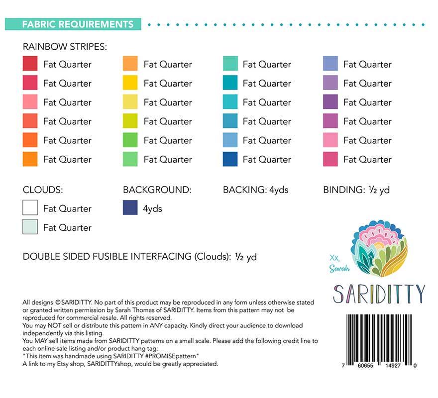 SOLDES !! Patron de quilt Promise - Sariditty - Sarah Thomas - Moda - SD 005