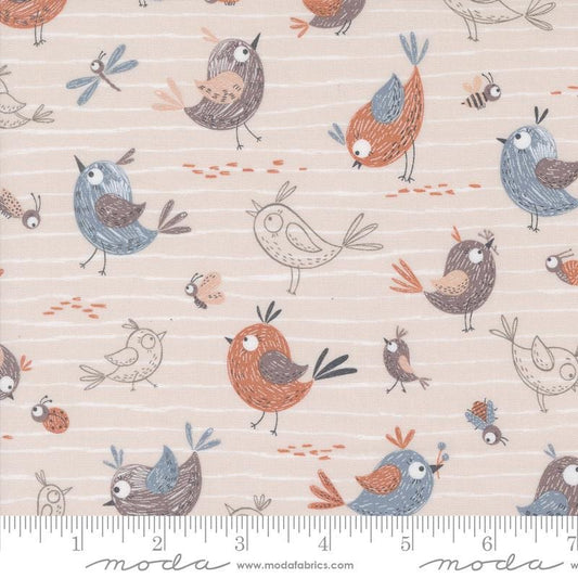 1/2 Yard - Chirp - Friends - Cloud - Elena Amo - Moda - Fabric Yardage - 39030 11