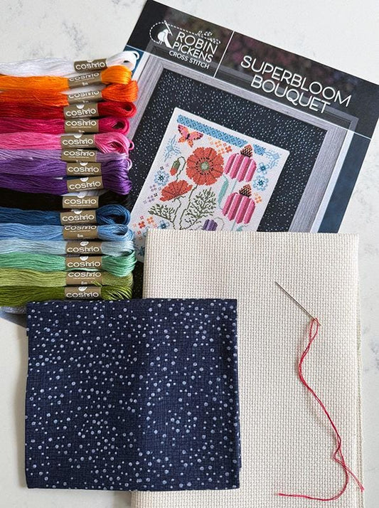 Superbloom Bouquet Cross Stitch KIT - Robin Pickens - Moda - KITCS102