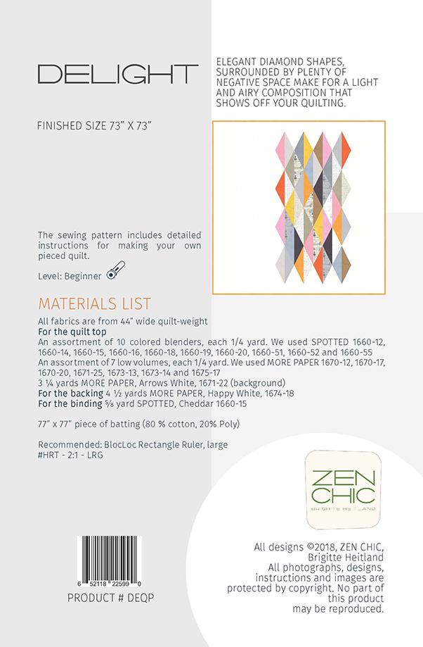 Delight Quilt Pattern - Zen Chic - Brigitte Heitland - Moda - Flow - DEQP