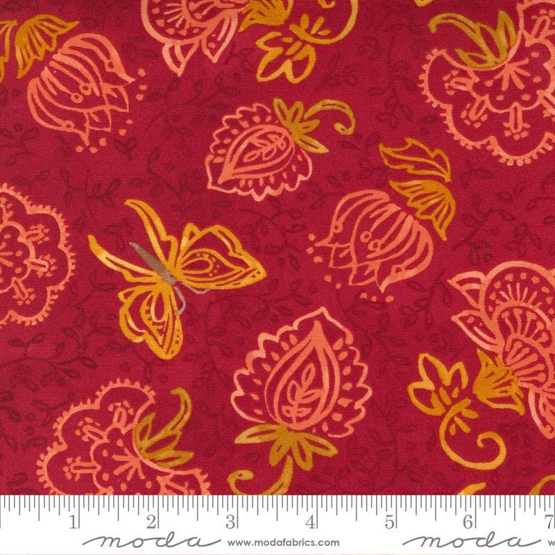 SOLDES !! 45 cm - Carolina Lilies - Ruby - Robin Pickens - Moda - Tissu au mètre - 48701 12