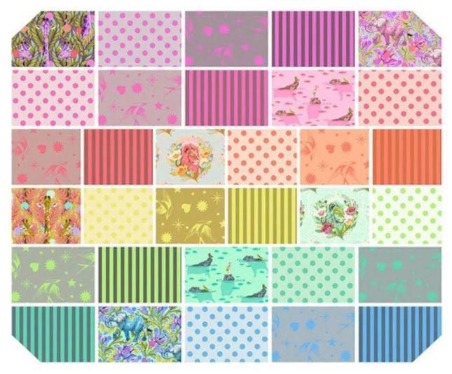 Everglow & Neon True Colors - Tula Pink - FreeSpirit - 32 Pieces - Fat Quarter Bundle - FB4FQTP.EVERGLOW