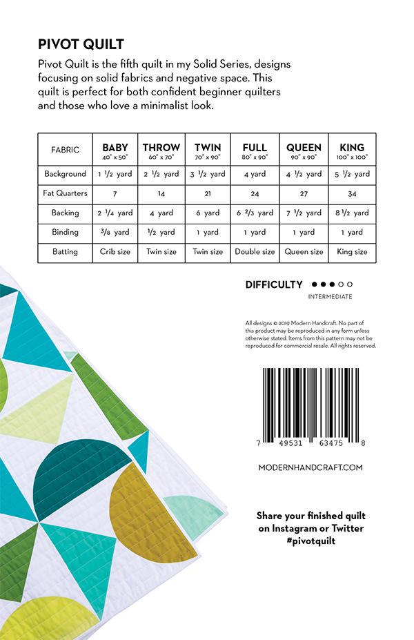 Pivot - Quilt Pattern - Modern Handcraft - MH 007