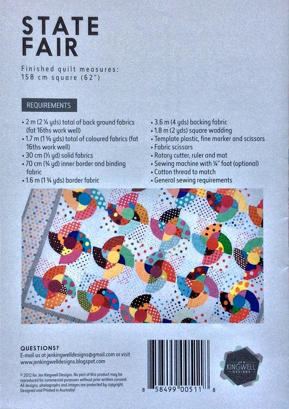 State Fair Quilt Pattern - Jen Kingwell - Jen Kingwell Designs - JKD 5118