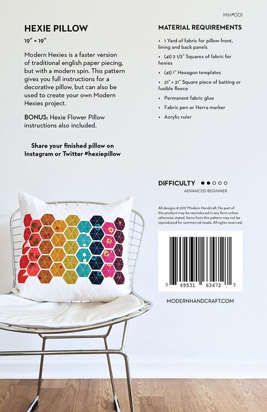 Hexie Pillow - Quilt Pattern - Modern Handcraft - MH 001