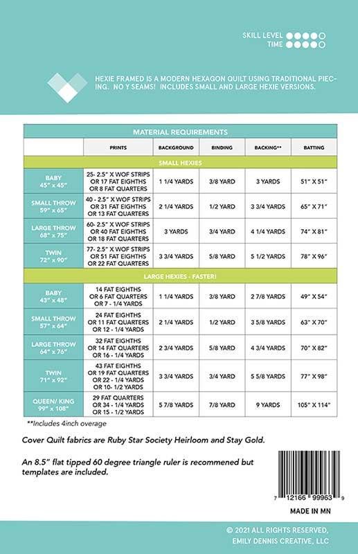 Hexie Framed - Quilt Pattern - Emily Dennis - Quilty Love - QL 100