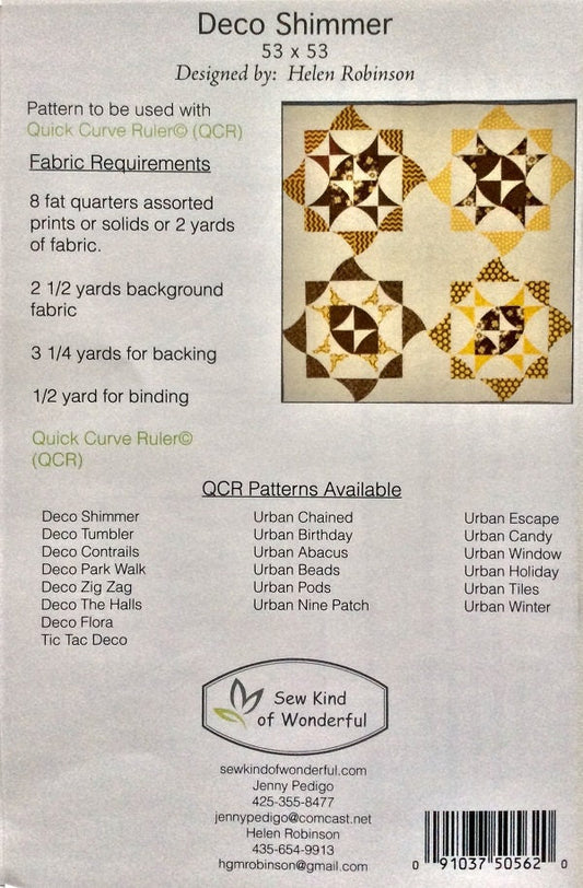 SALE!! Deco Shimmer Quilt Pattern - Sew Kind of Wonderful - SKW 201 - QCR Pattern