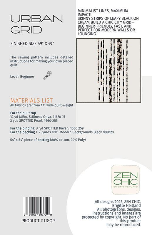 Urban Grid Quilt Pattern - Zen Chic - Brigitte Heitland - Moda - UGQP