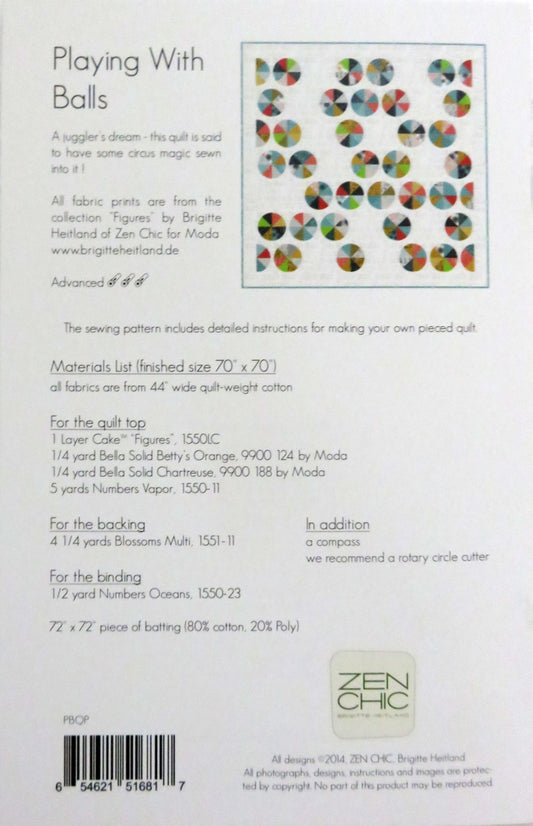 Playing With Balls Quilt Pattern - Zen Chic - Brigitte Heitland - Moda - PBQP - Figures Collection - Advanced