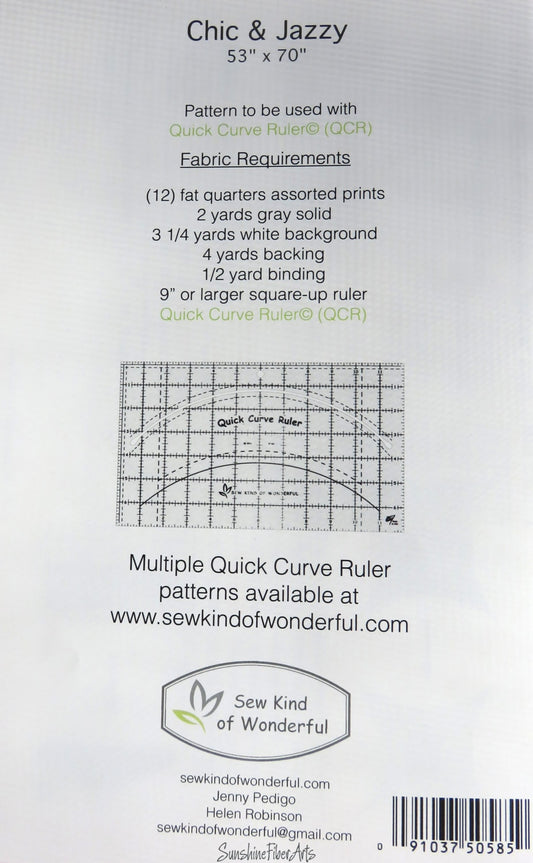 SALE!! Chic & Jazzy Quilt Pattern - Sew Kind of Wonderful - SKW 413 - QCR Pattern - Quick Curve Ruler