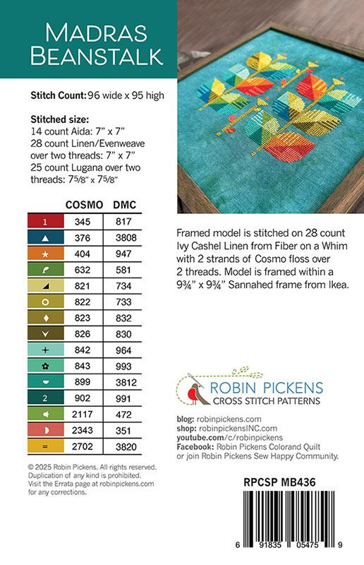 Modèle de point de croix Madras Beanstalk - Robin Pickens - Moda - RPCSP MB436