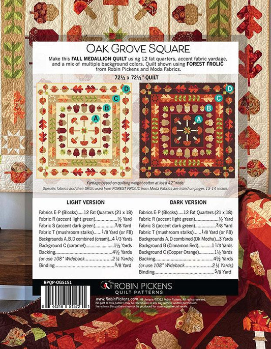 Oak Grove Square Quilt Pattern - Forest Frolic - Robin Pickens - Moda - RPQP OGS151