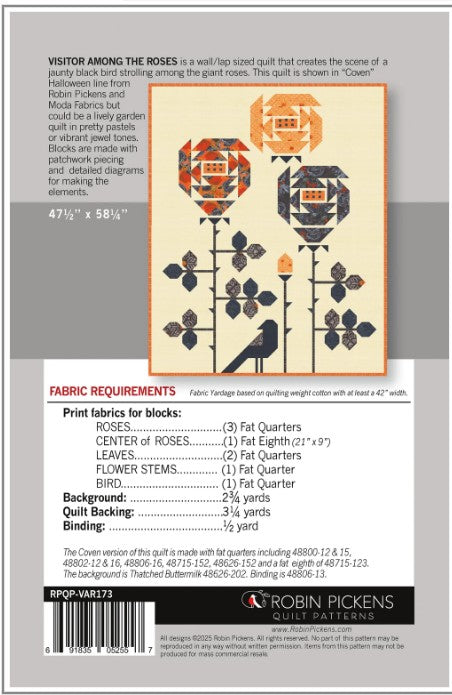 Visitor Among the Roses Quilt Pattern - Robin Pickens - Moda - RPQP-VAR173