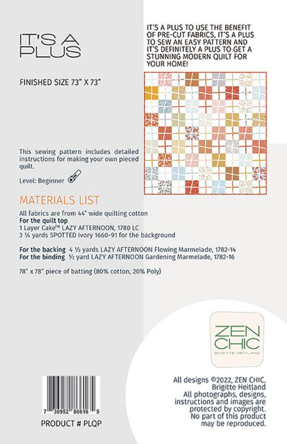It's a Plus Quilt Pattern - Zen Chic - Brigitte Heitland - Moda - ZC PLQP