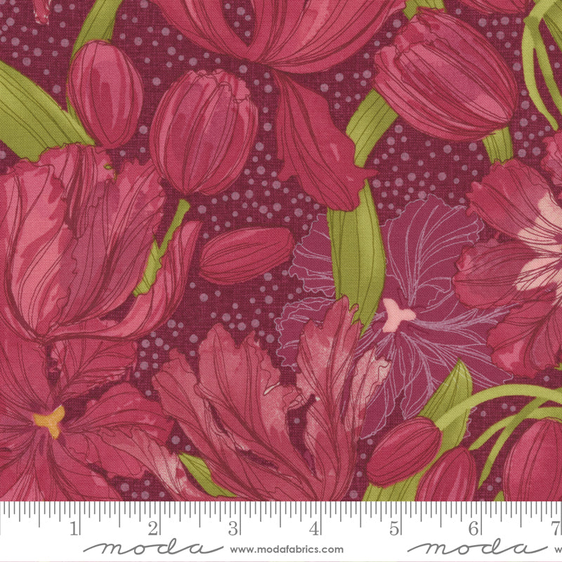 1/2 Yard - Tulip Tango - Cranberry - Robin Pickens - Moda - Fabric Yardage - 48710 19