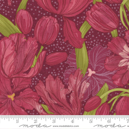 1/2 Yard - Tulip Tango - Cranberry - Robin Pickens - Moda - Fabric Yardage - 48710 19