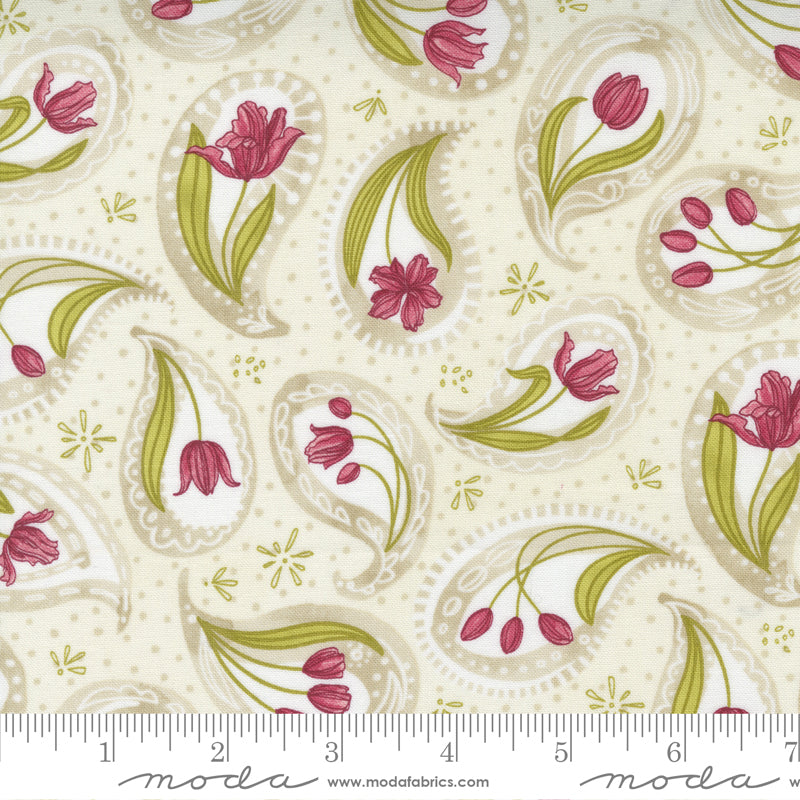 1/2 Yard - Tulip Tango - Cream - Robin Pickens - Moda - Fabric Yardage - 48711 11