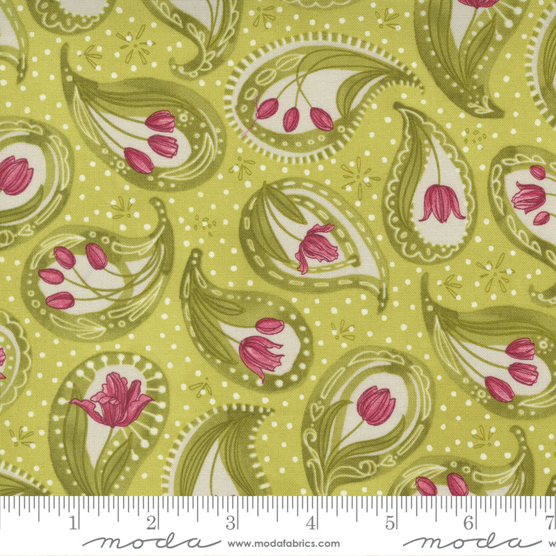 1/2 Yard - Tulip Tango - Chartreuse - Robin Pickens - Moda - Fabric Yardage - 48711 15