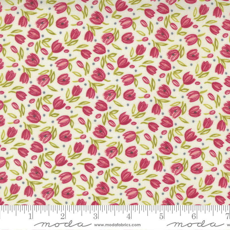 1/2 Yard - Tulip Tango - Cream - Robin Pickens - Moda - Fabric Yardage - 48713 11