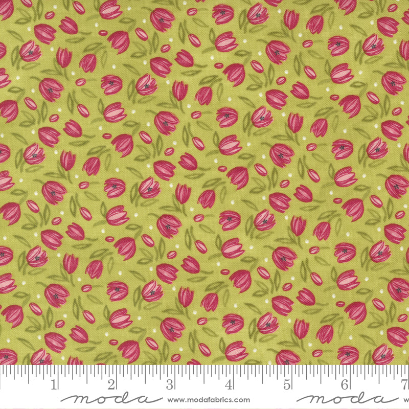 1/2 Yard - Tulip Tango - Chartreuse - Robin Pickens - Moda - Fabric Yardage - 48713 15