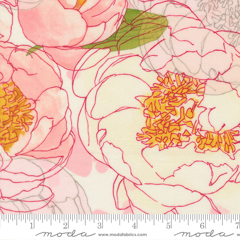 1/2 Yard - Darling Peony - Cream - Robin Pickens - Moda - Fabric Yardage - 48790 11